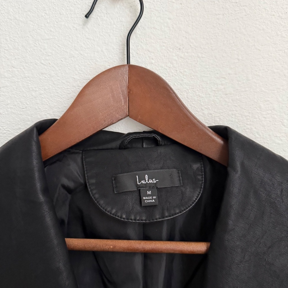 Lulus Up On A Tuesday Black Vegan Leather Jacket - Size M - Picture 3 of 6